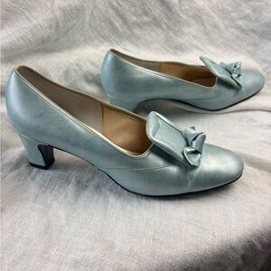 “Something Blue” Painted sky turquoise vintage wedding shoes